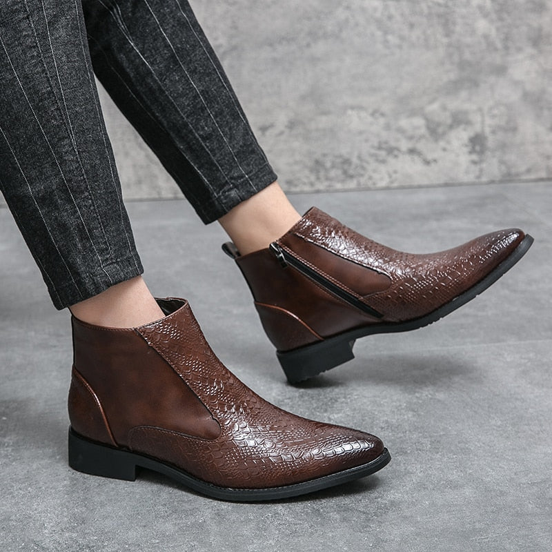 il Paviese2 - Patent Leather Ankle Boots ( Zipper Boots For Men) - Ashour Shoes