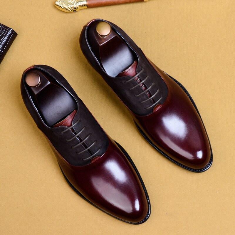 Barolo - Men's Burgundy Burnished Leather Oxford Dress Shoes - view 5 — view 5 of 7