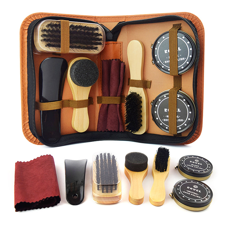Brillo - 8-Piece Shoe Shine & Care Kit in Zip Travel Case