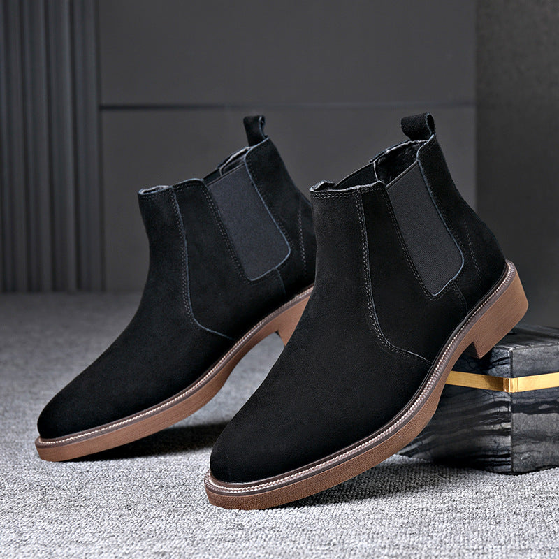 Inverno - Men's Suede Leather Chelsea Boots, Fleece-Lined Option - view 3 — view 3 of 8