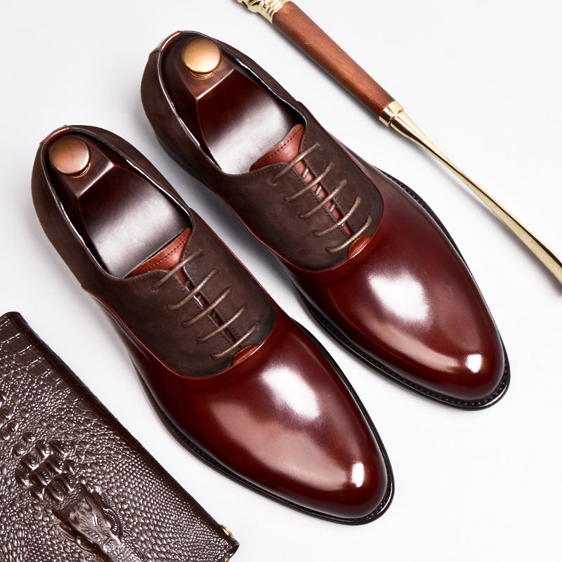 Barolo - Men's Burgundy Burnished Leather Oxford Dress Shoes - view 4 — view 4 of 7