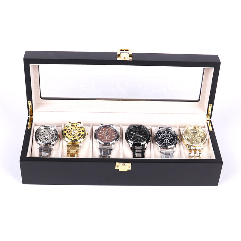 Vetrina - 6-Slot Watch Box with Glass Lid, Matte Black - view 3