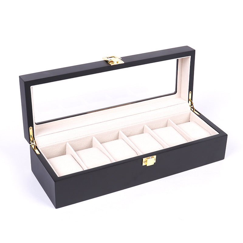 Vetrina - 6-Slot Watch Box with Glass Lid, Matte Black