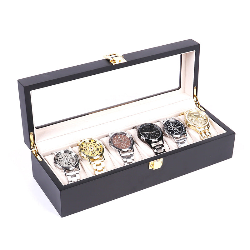 Vetrina - 6-Slot Watch Box with Glass Lid, Matte Black - view 2