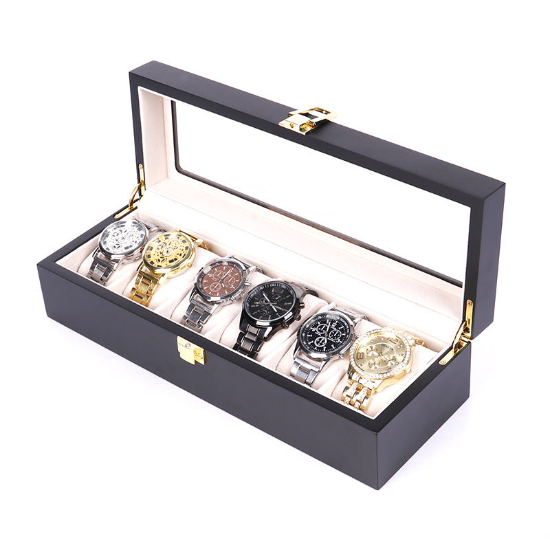 Vetrina - 6-Slot Watch Box with Glass Lid, Matte Black - view 4