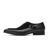 Emporimus2 - Suede & Alligator Print Leather Oxford Single Buckle dress Shoes - Ashour Shoes