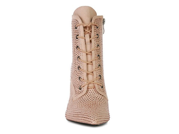 HEADON - Faux Suede Diamante Ankle Boots for women