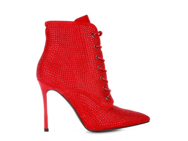 HEADON - Faux Suede Diamante Ankle Boots for women