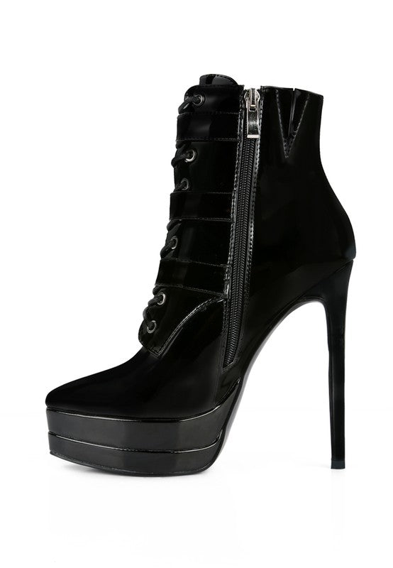 High Heeled Patent Stiletto Boot - Ashour Shoes