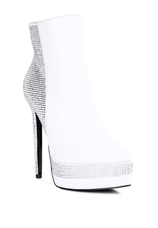 ENCANTO Diamante Set High Heeled Ankle Boot - Ashour Shoes