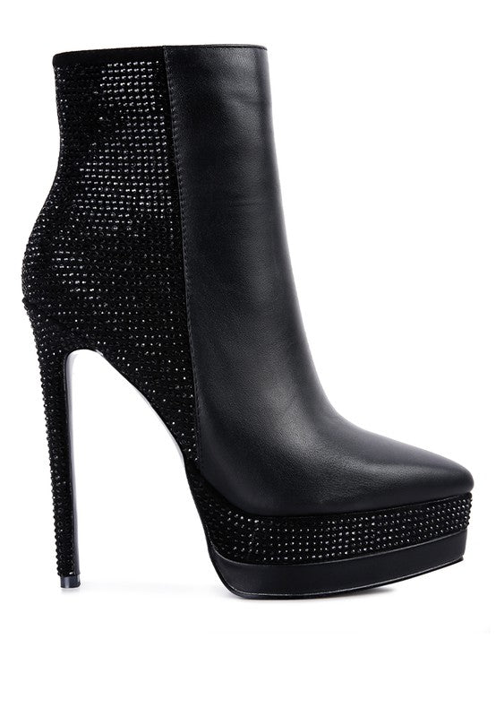 ENCANTO Diamante Set High Heeled Ankle Boot - Ashour Shoes