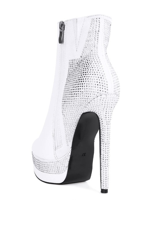 ENCANTO Diamante Set High Heeled Ankle Boot - Ashour Shoes