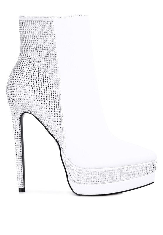 ENCANTO Diamante Set High Heeled Ankle Boot - Ashour Shoes