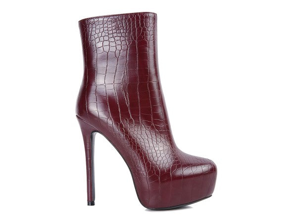 Orion High Heeled Croc Ankle Boot - Ashour Shoes