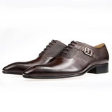 Aubino 2 - Luxury Men's single strap Cap Toe Oxford Shoes (2 patterns design) - Ashour Shoes