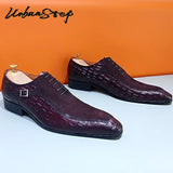 Emporimus2 - Suede & Alligator Print Leather Oxford Single Buckle dress Shoes - Ashour Shoes