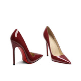 The POX - Leather High Heel Red Bottoms Stiletto Pumps Women's 8-12CM - Ashour Shoes