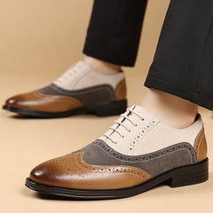 Tovero - Two tone leather oxford spectator shoes for men - Ashour Shoes