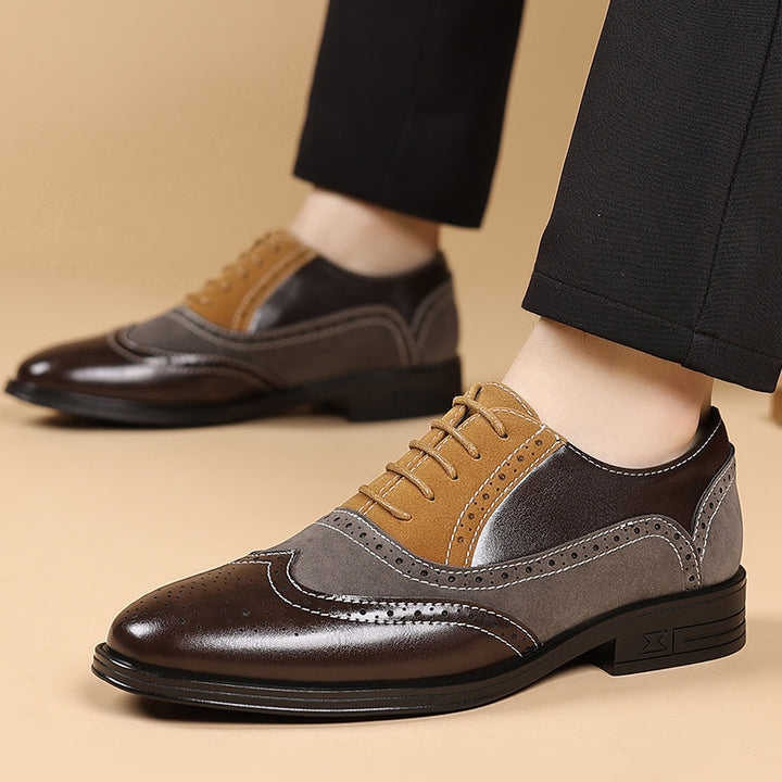 Tovero - Two tone leather oxford spectator shoes for men