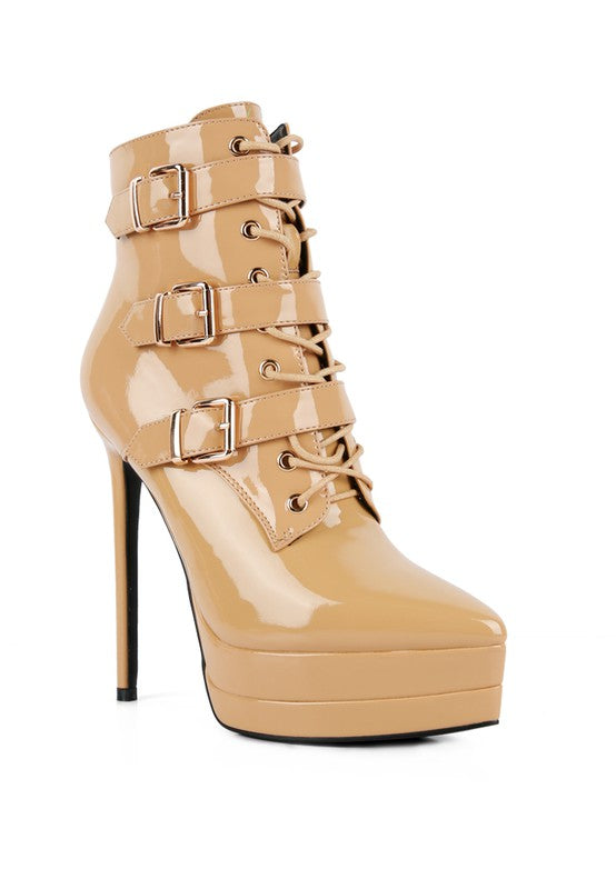 High Heeled Patent Stiletto Boot - Ashour Shoes