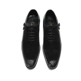 Emporimus2 - Suede & Alligator Print Leather Oxford Single Buckle dress Shoes - Ashour Shoes