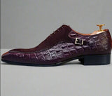 Emporimus2 - Suede & Alligator Print Leather Oxford Single Buckle dress Shoes - Ashour Shoes