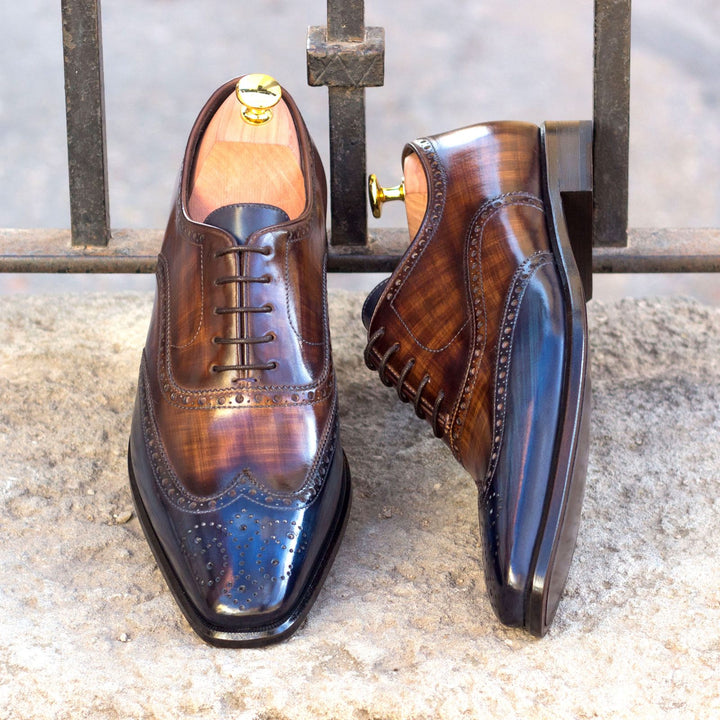 Refa - Handcrafted brown patina Oxford shoes (big sizes) - Ashour Shoes