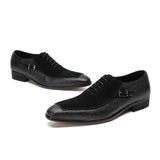 Emporimus2 - Suede & Alligator Print Leather Oxford Single Buckle dress Shoes - Ashour Shoes