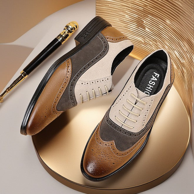 Tovero - Two tone leather oxford spectator shoes for men - Ashour Shoes