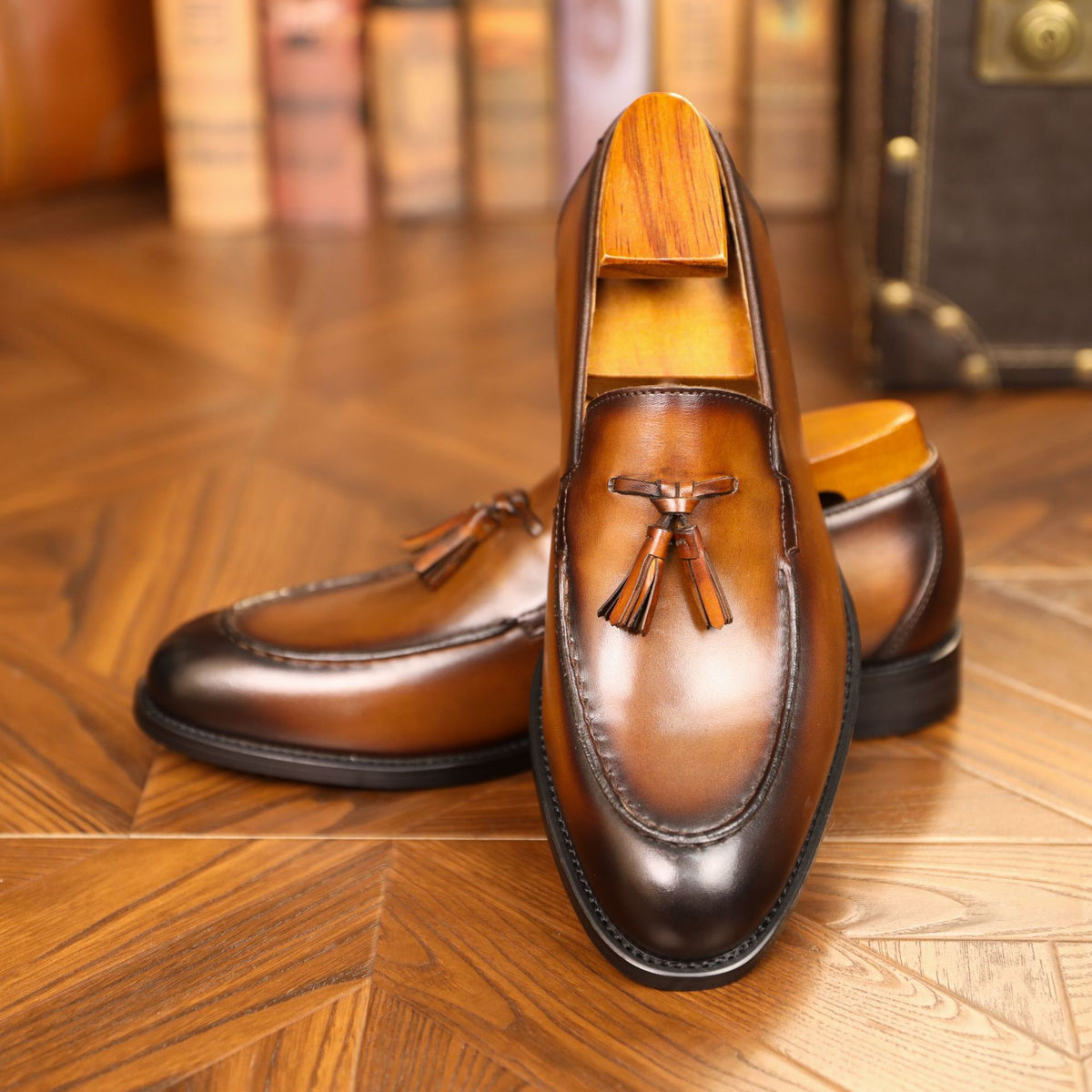 Nappina - Men's Burnished Leather Tassel Loafers