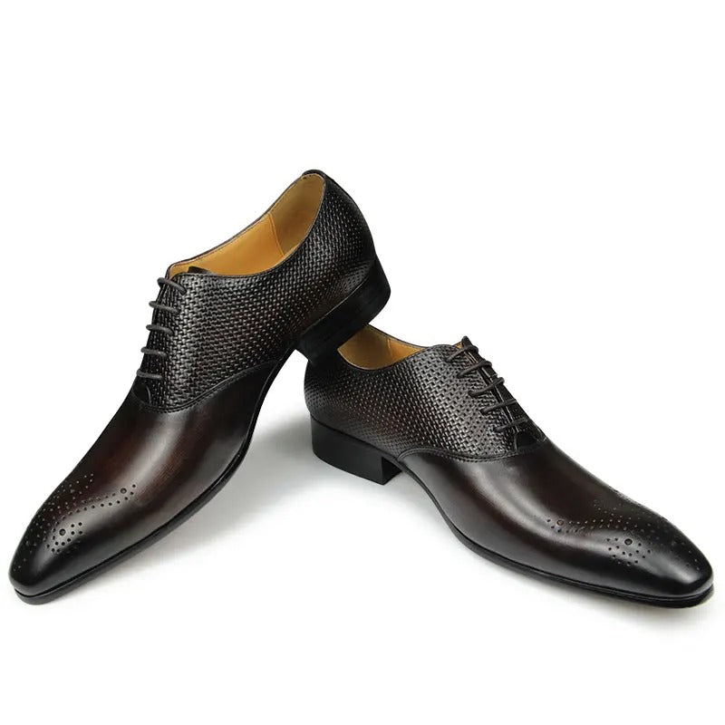 Aubino 2 - Luxury Men's single strap Cap Toe Oxford Shoes (2 patterns design)