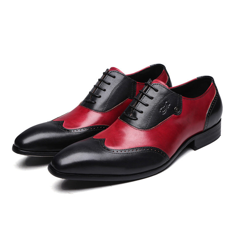 Fiamma - Men's Red & Black Two-Tone Leather Wingtip Oxford Dress Shoes - view 9 — view 8 of 9