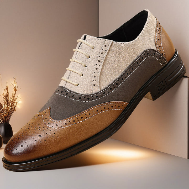 Tovero - Two tone leather oxford spectator shoes for men