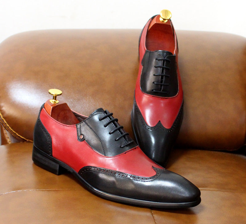 Fiamma - Men's Red & Black Two-Tone Leather Wingtip Oxford Dress Shoes - view 3
