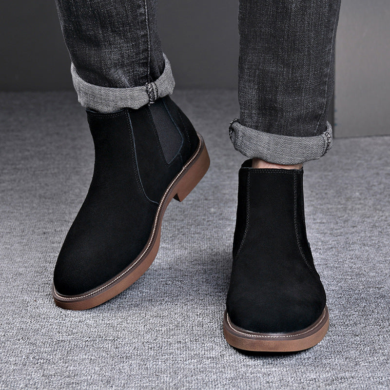 Inverno - Men's Suede Leather Chelsea Boots, Fleece-Lined Option - view 4 — view 4 of 8