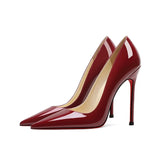 The POX - Leather High Heel Red Bottoms Stiletto Pumps Women's 8-12CM - Ashour Shoes