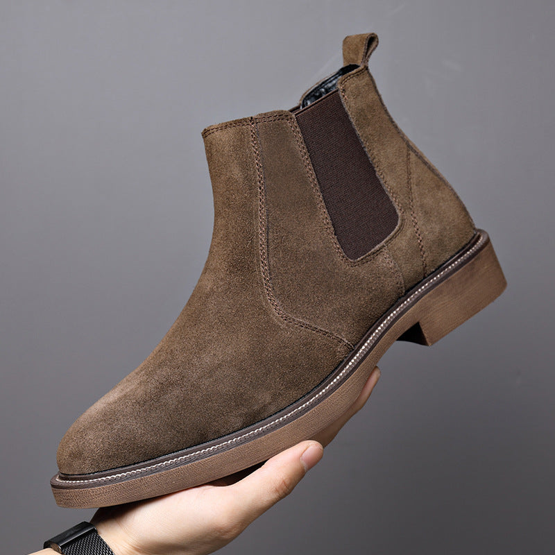 Inverno - Men's Suede Leather Chelsea Boots, Fleece-Lined Option - view 7 — view 7 of 8