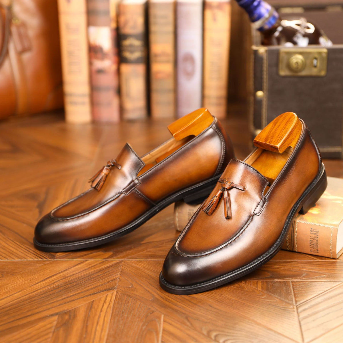 Nappina - Men's Burnished Leather Tassel Loafers - view 4 — view 4 of 4