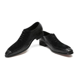 Emporimus2 - Suede & Alligator Print Leather Oxford Single Buckle dress Shoes - Ashour Shoes