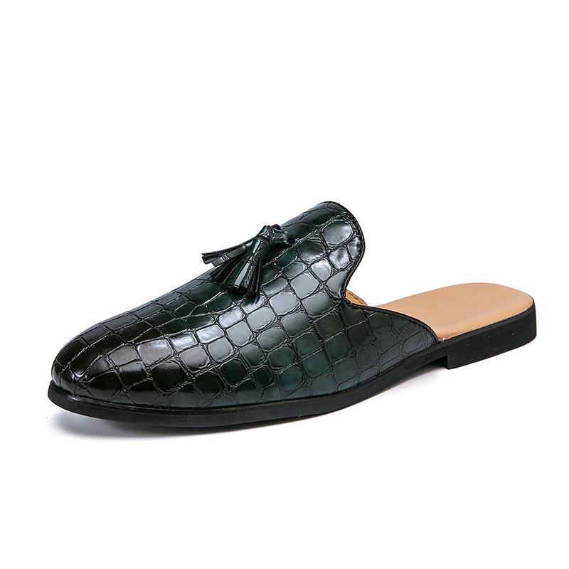 Scaglia - Men's Crocodile Embossed Tassel Mules / Backless Loafers - view 12 — view 10 of 10