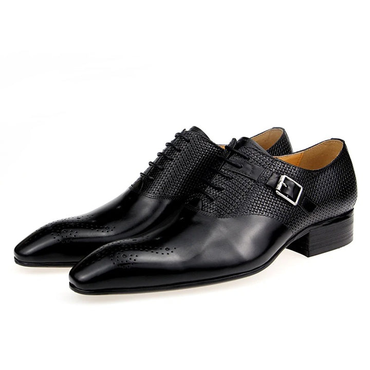 Aubino 2 - Luxury Men's single strap Cap Toe Oxford Shoes (2 patterns design) - Ashour Shoes