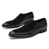 Emporimus2 - Suede & Alligator Print Leather Oxford Single Buckle dress Shoes - Ashour Shoes