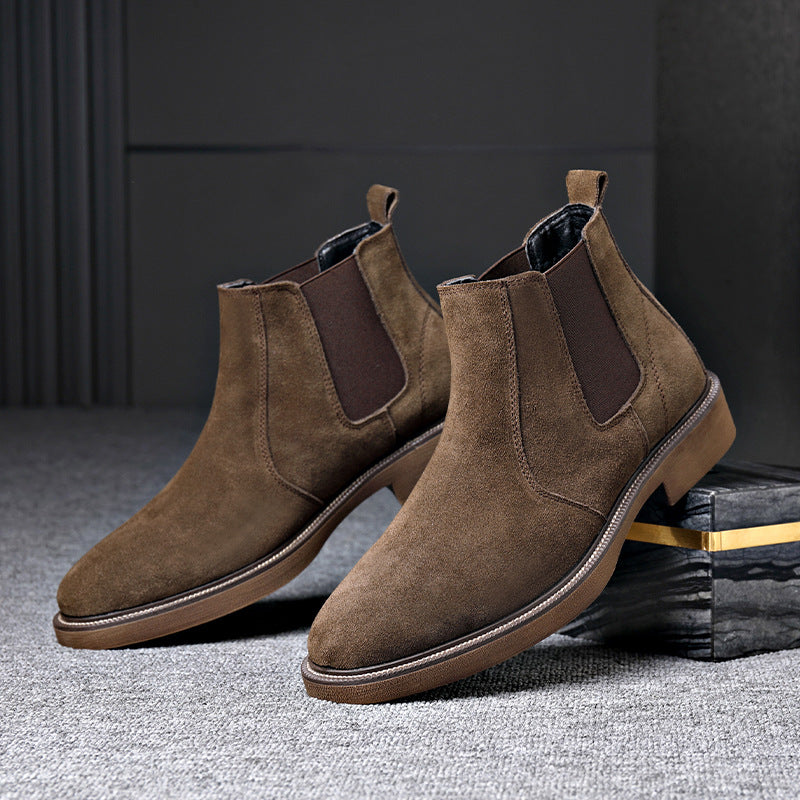 Inverno - Men's Suede Leather Chelsea Boots, Fleece-Lined Option