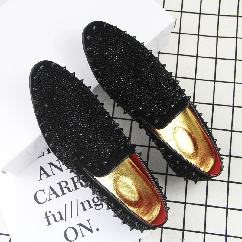 Spina - Men's Black Spiked & Crystal Studded Smoking Loafers - view 3 — view 3 of 6