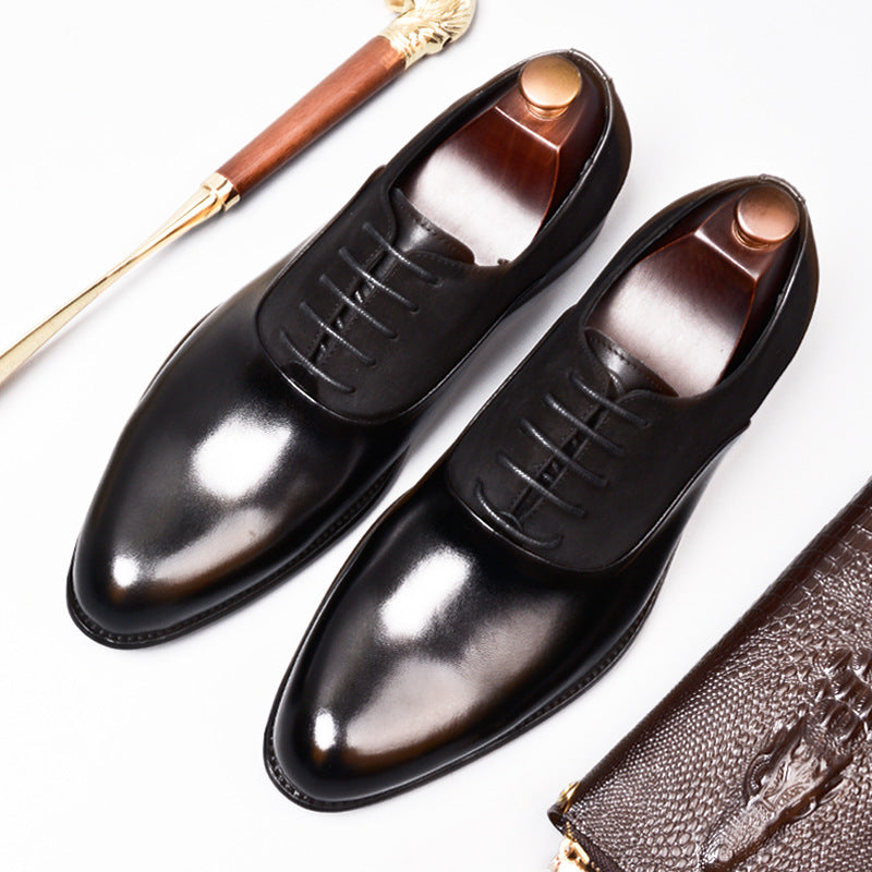 Barolo - Men's Burgundy Burnished Leather Oxford Dress Shoes - view 6 — view 6 of 7