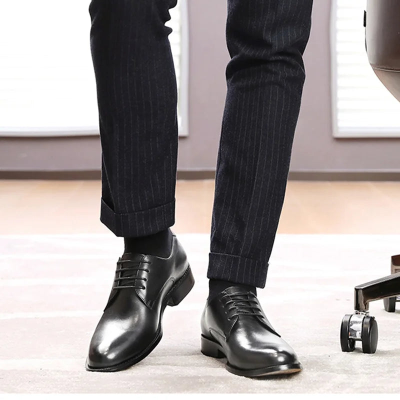 Stilare - Men's Elegant Black Leather Derby Dress Shoes
