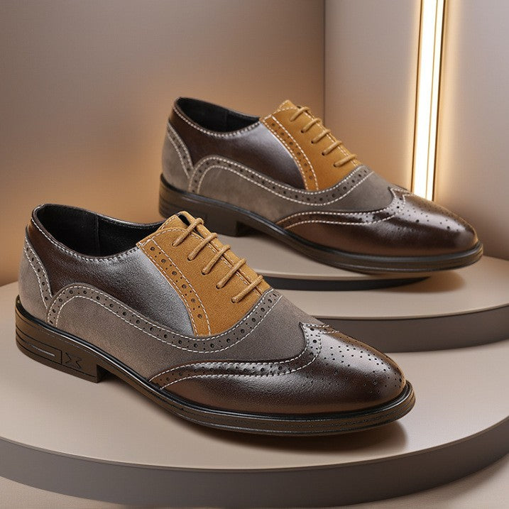 Tovero - Two tone leather oxford spectator shoes for men