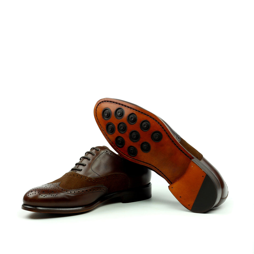 Unique Handcrafted Chestnut Brown Wingtip Oxford w/ Full Brogue by Le Ruux - Ashour Shoes