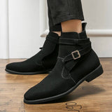 Wibo - Fashion suede leather boots for men with buckle/belt detail - Ashour Shoes