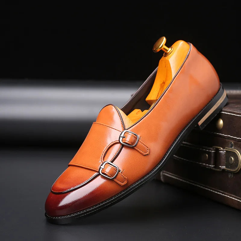 Monaco - Men's Elegant Burgundy Double Monk Strap Loafers - Ashour Shoes